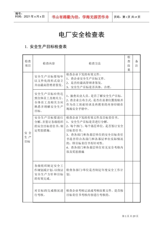 电厂安全检查表(终)(DOC30页)