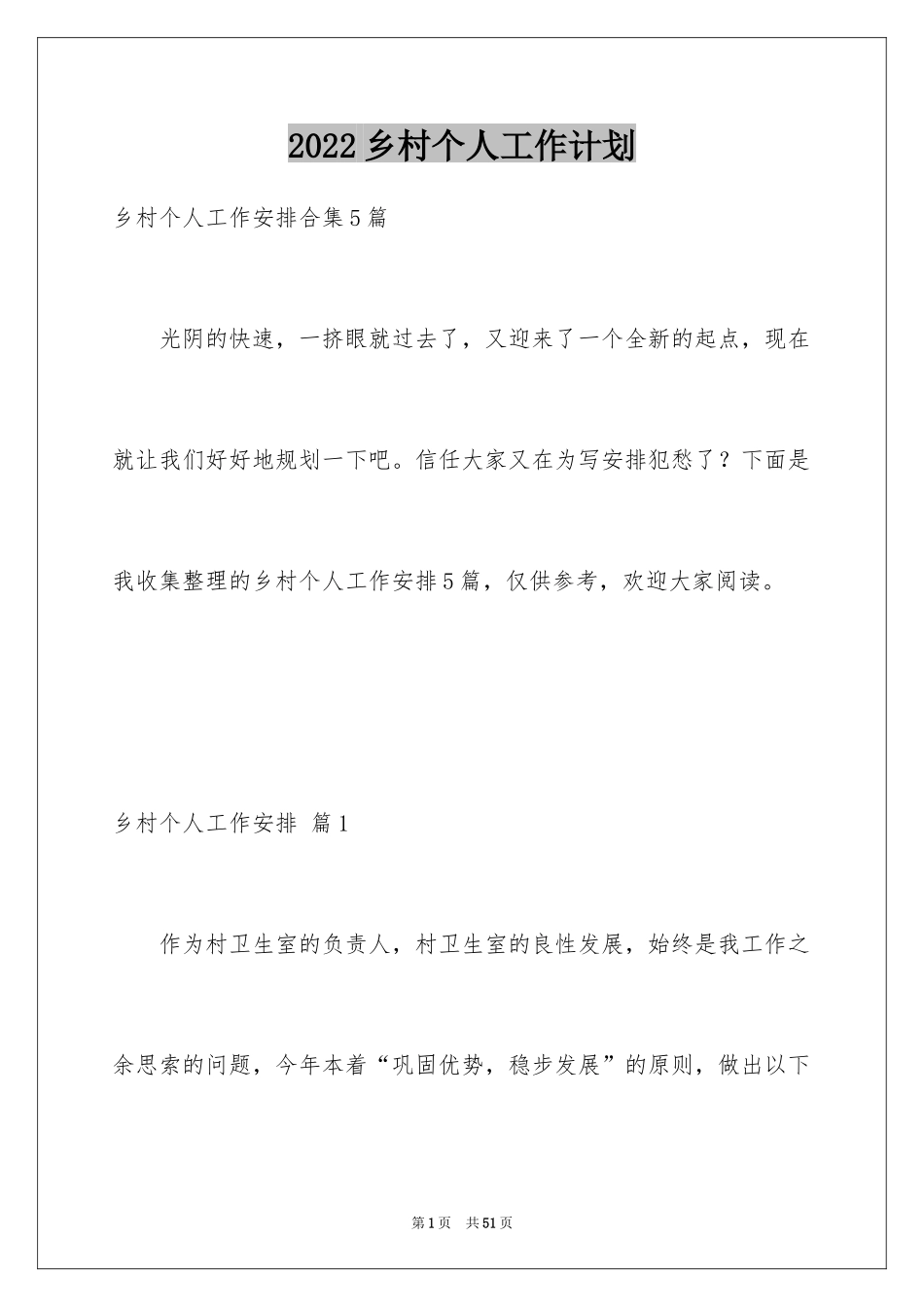 2024乡村个人工作计划_第1页