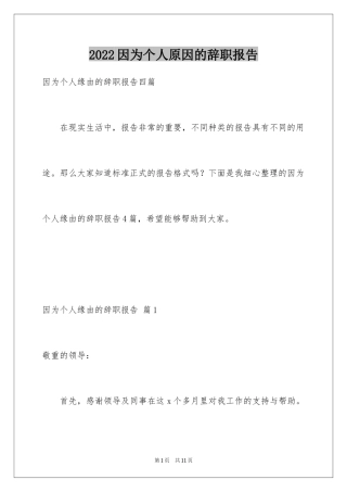 2024因为个人原因的辞职报告_8