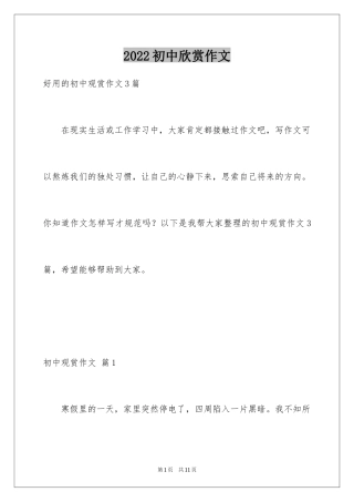 2024初中欣赏作文_2