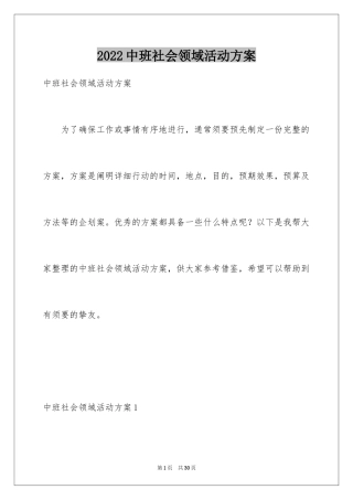 2024中班社会领域活动方案