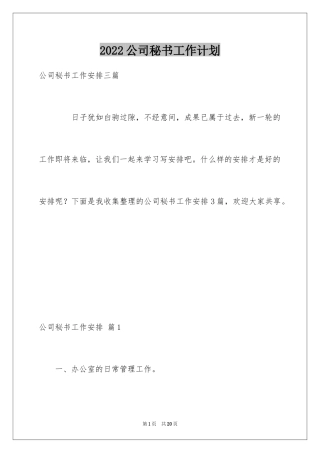 2024公司秘书工作计划_2