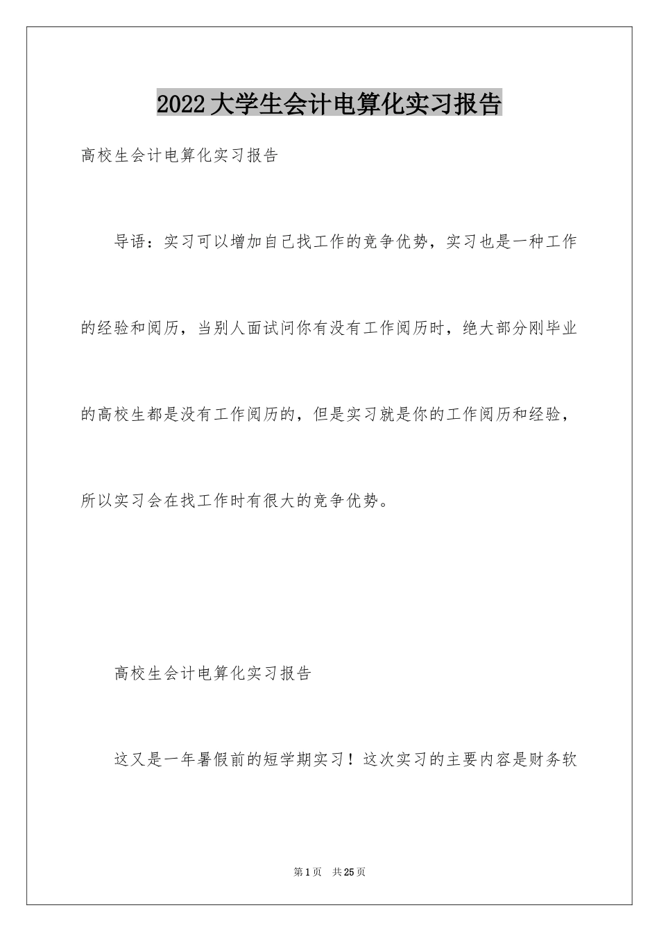 2024大学生会计电算化实习报告_1_第1页