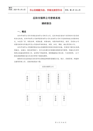烟草公司营销系统调研报告