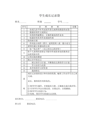 初中学生成长记录袋