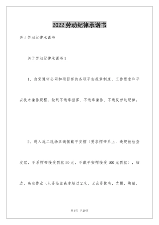 2024劳动纪律承诺书_1