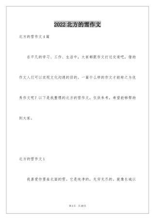 2024北方的雪作文