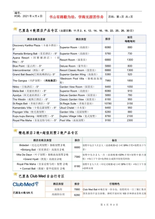 巴厘岛4晚酒店产品专区出团日期11月2