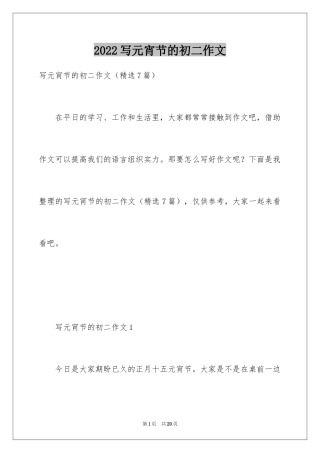 2024写元宵节的初二作文