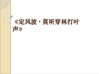 定风波·莫听穿林打叶声