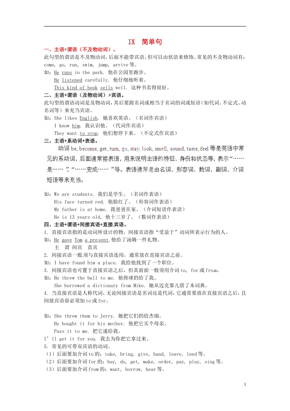 高三英语语法复习简单句_第1页