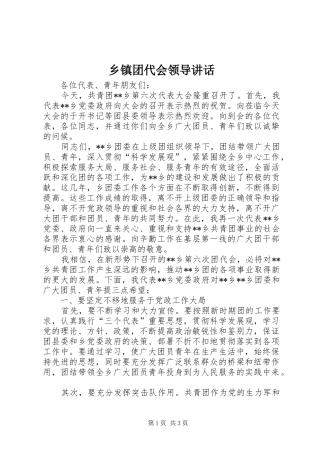 乡镇团代会领导讲话发言