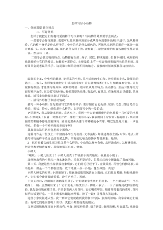 怎样写好小动物