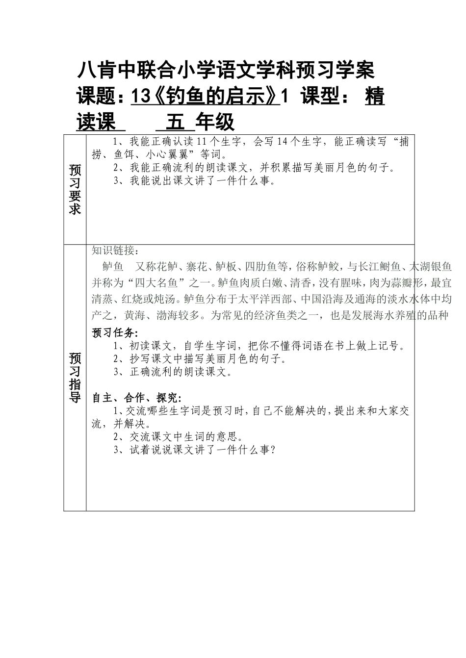 钓鱼的启示预习案_第1页