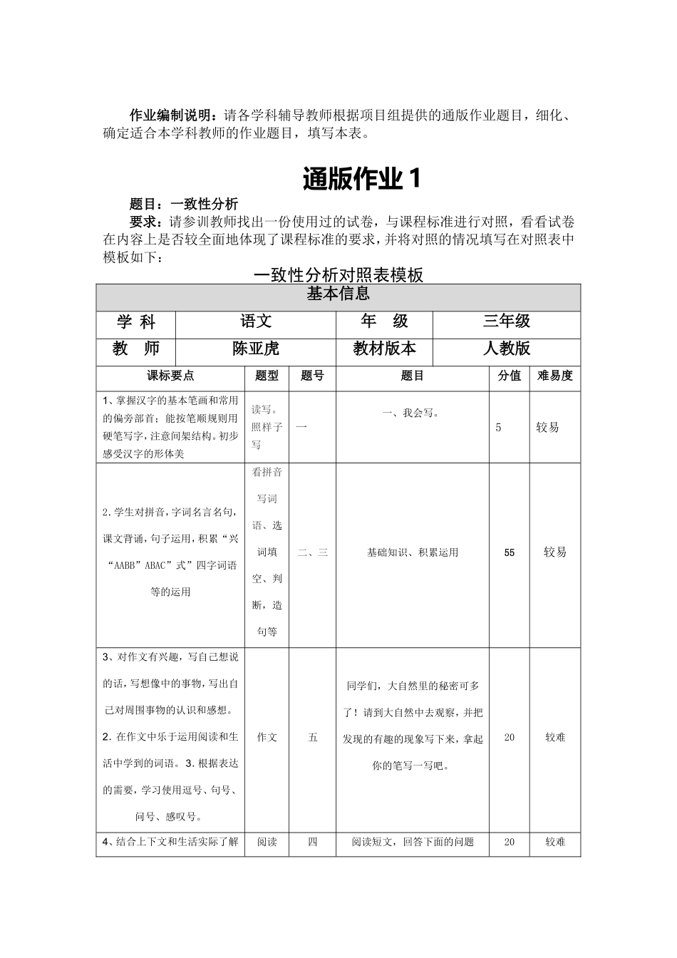 作业编制表中江县清凉中心校小语中段陈亚虎_第3页
