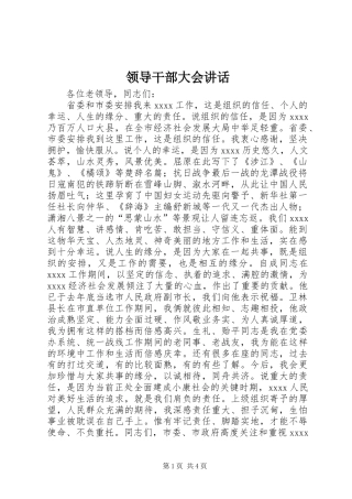 领导干部大会讲话发言