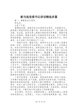 新当选党委书记讲话发言精选多篇