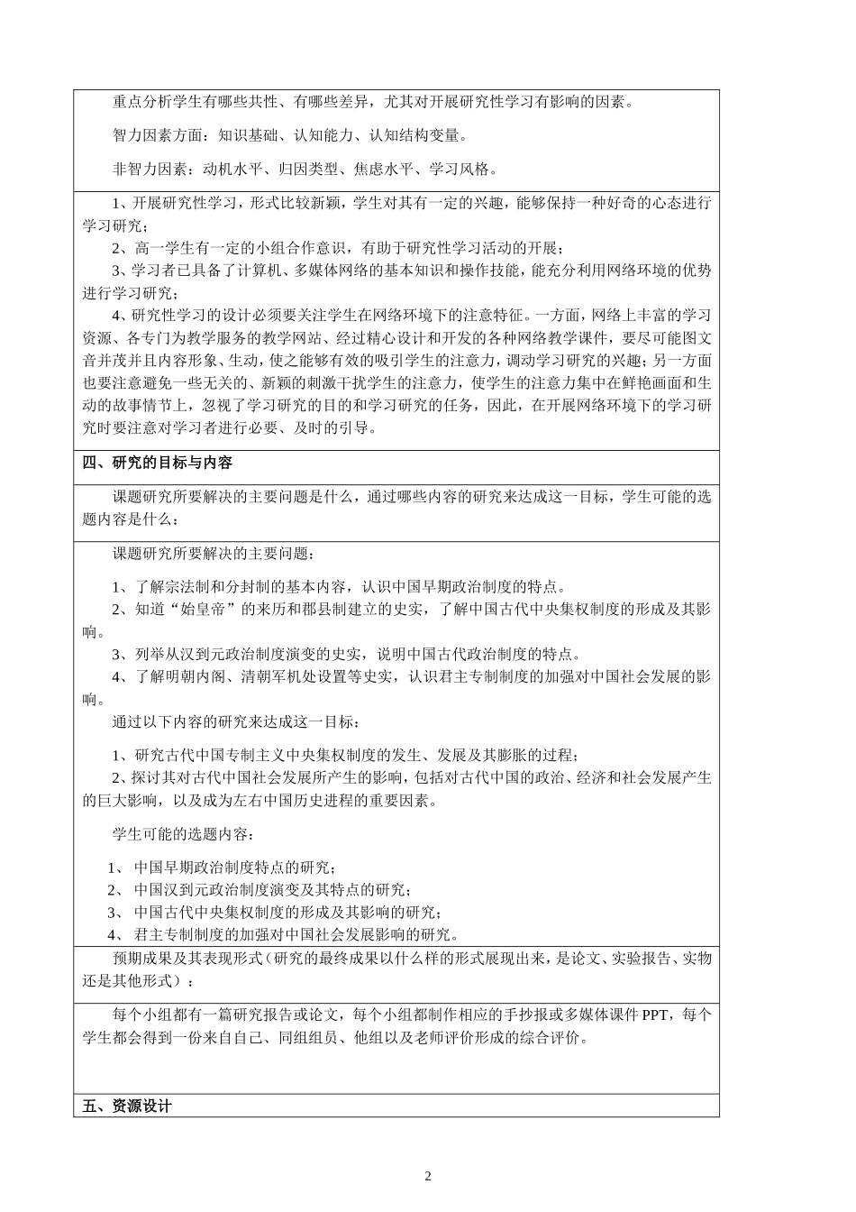 历史研究性学习——中国古代中央集权制度的研究_第2页