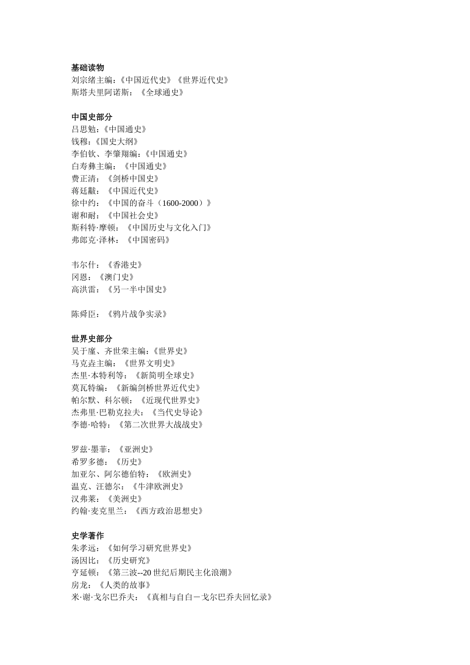 高中历史推荐阅读书目_第1页