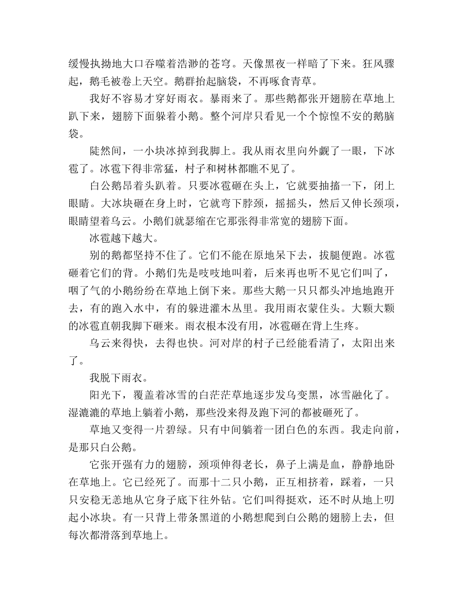 教案人教版四年级语文《白公鹅》相关知识 _第2页
