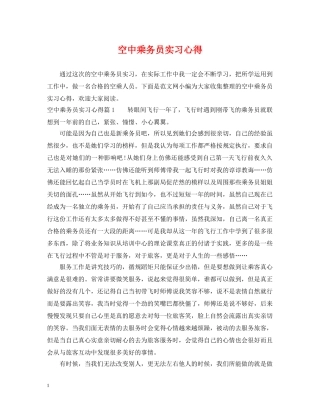空中乘务员实习心得 