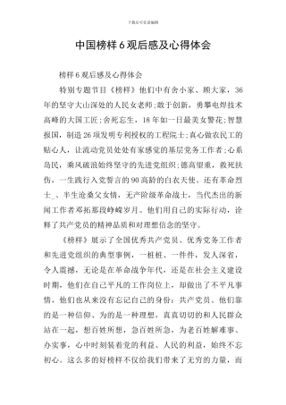 中国榜样6观后感及心得体会