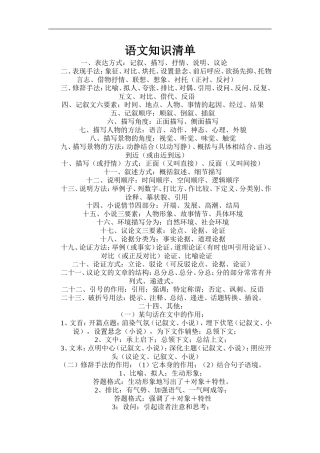 语文知识清单