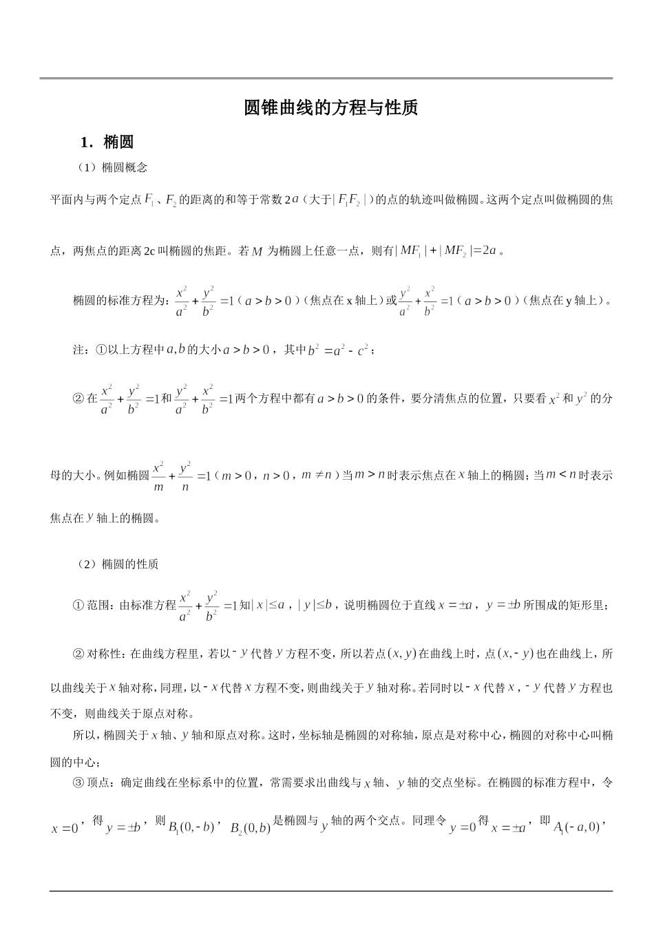圆锥曲线知识点总结_第1页