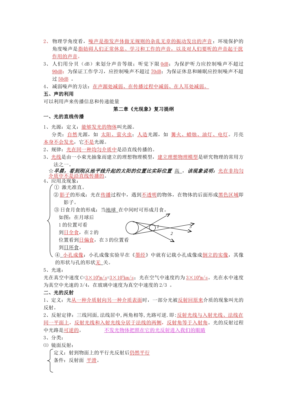 九级物理 全册基础知识复习提纲 人教新课标版_第2页