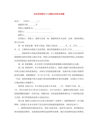 农村信用联社个人借款合同范本两篇