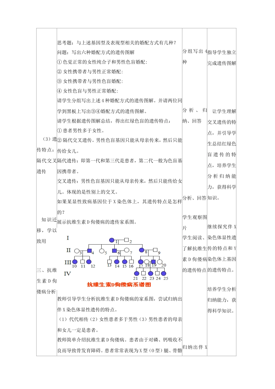 高一生物+必修二+第二章+第三节+伴性遗传+教案_第3页