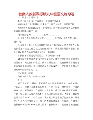 教案人教新课标版九年级语文练习卷 