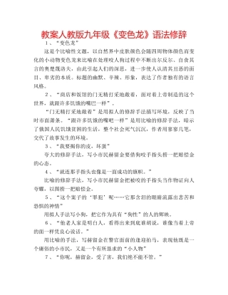 教案人教版九年级《变色龙》语法修辞 