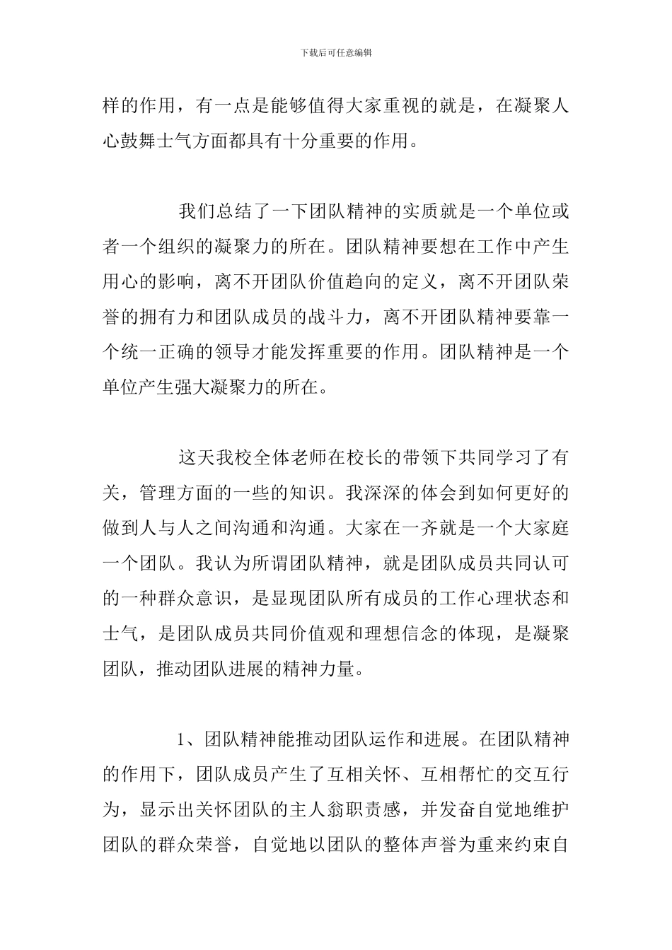 精选五篇团队合作精神心得体会合集_第2页