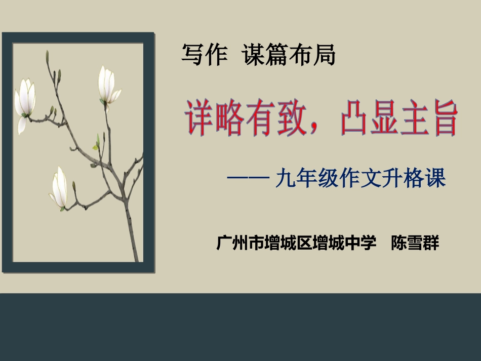 九年级作文指导课件《写作 布局谋篇：详略有致，凸显主旨》_第3页