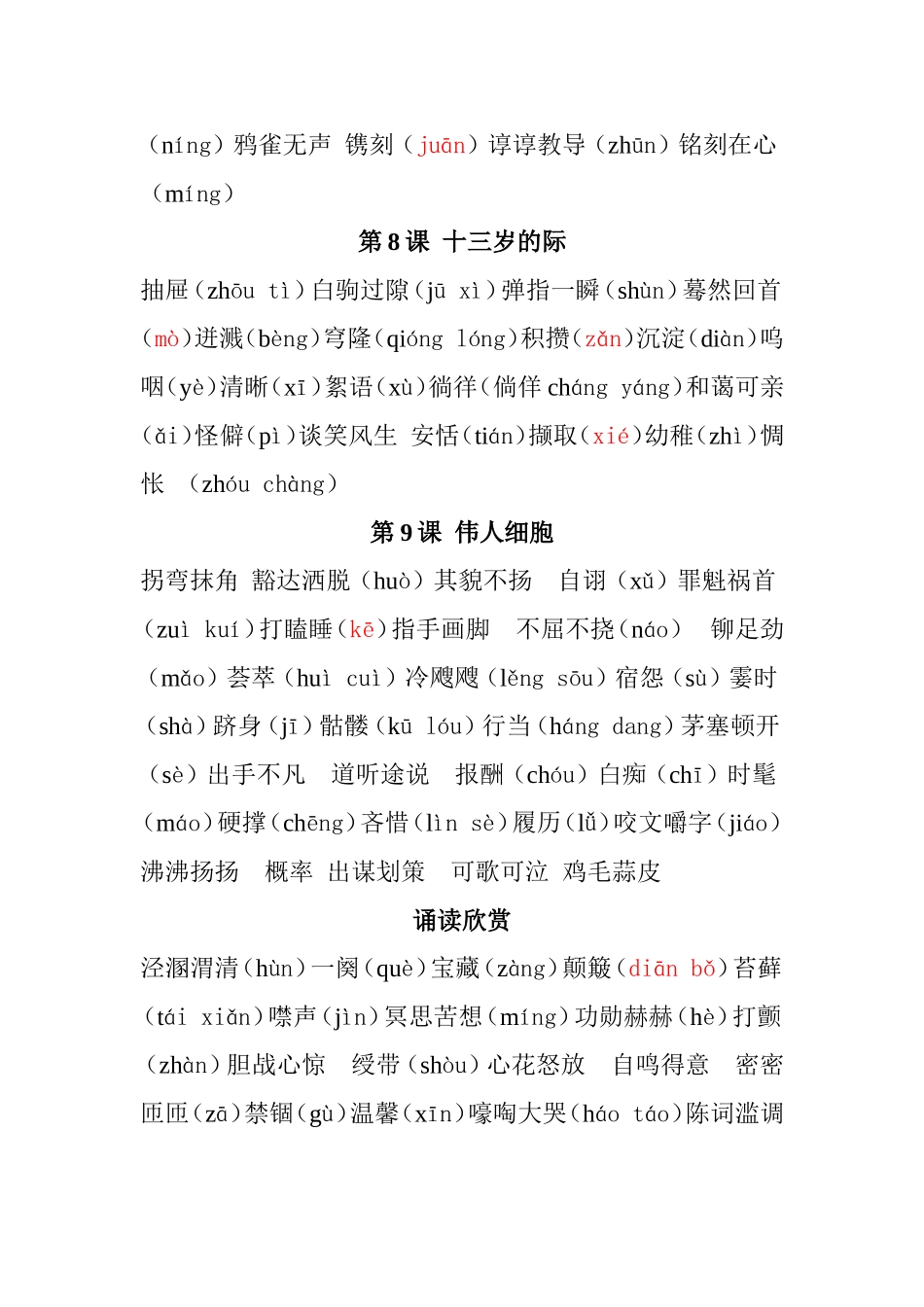 苏教版初中语文必须掌握的生字词复习资料_第2页