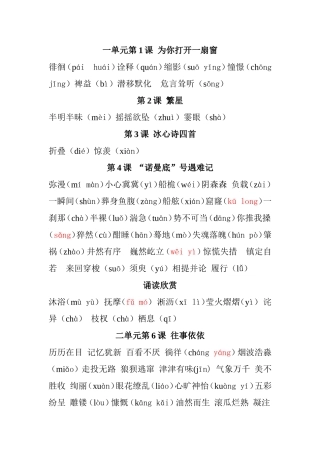 苏教版初中语文必须掌握的生字词复习资料