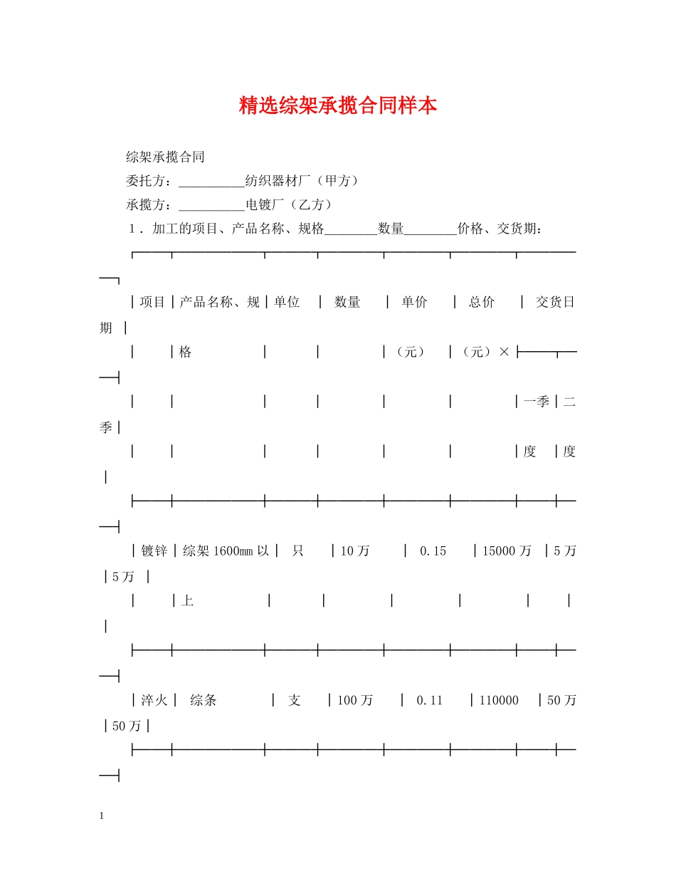 精选综架承揽合同样本 _第1页