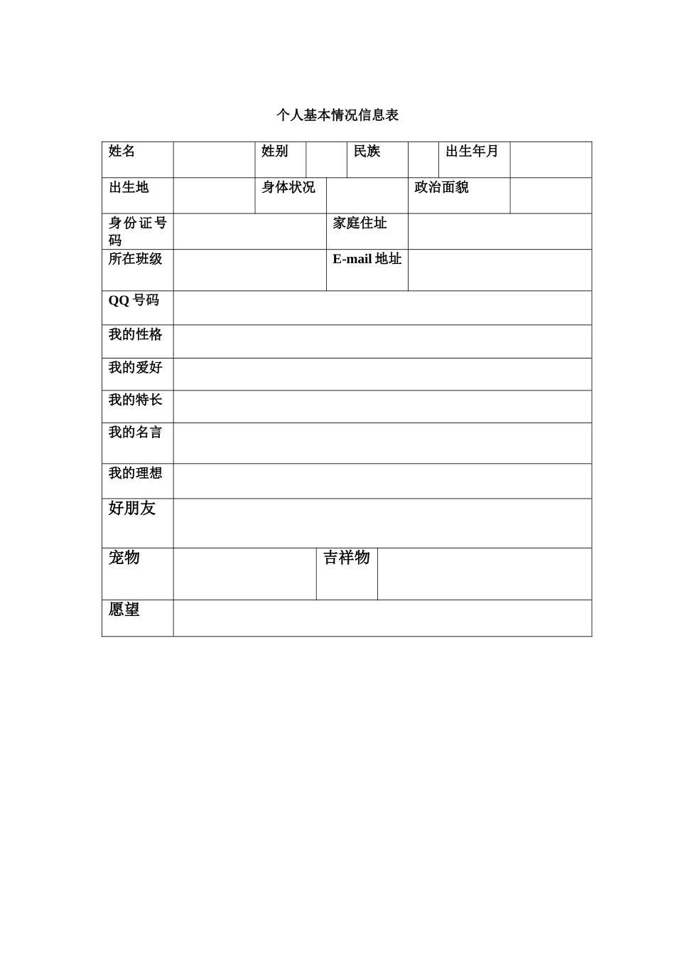 个人基本情况信息表_第1页