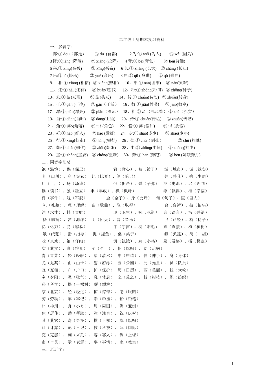 二年级上册语文复习知识点(很全面_推荐)_第1页