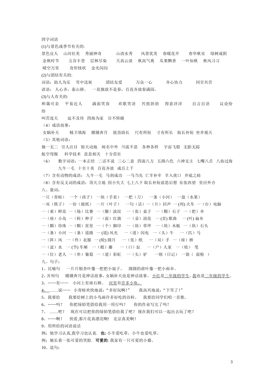 二年级上册语文复习知识点(很全面_推荐)_第3页