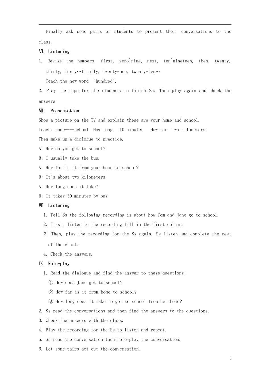 【七年级英语下册】Unit_3_How_do_you_get_to_school教案_(新版)人教新目标版_第3页