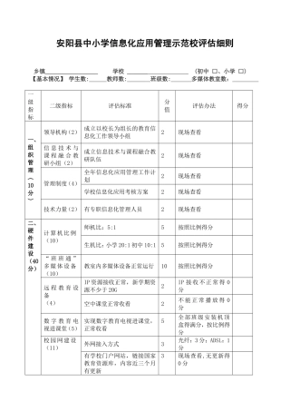 2014年安阳县中小学信息化示范校创建评估细则
