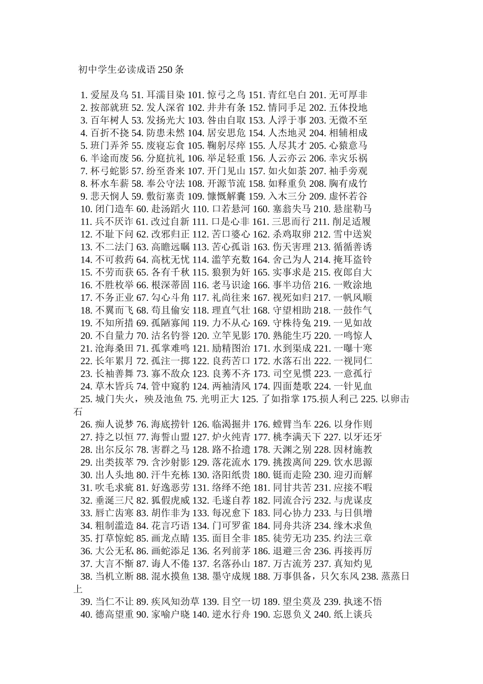 初中学生必读成语条_第1页