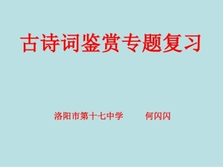 古诗词鉴赏专题复习