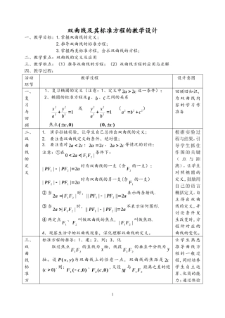 双曲线教学设计