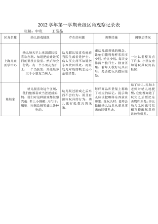 区角观察记录表