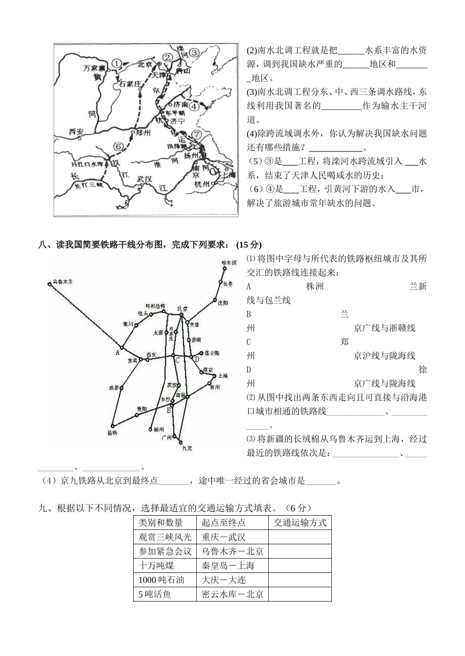 初二上地理读图题集_第3页