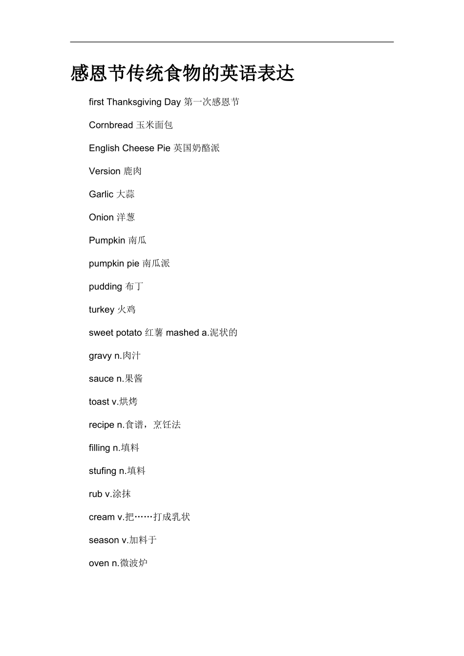 感恩节传统食物的英语表达_第1页