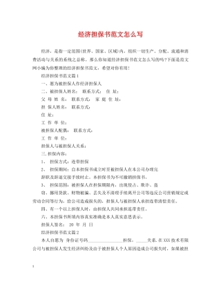 经济担保书范文怎么写 